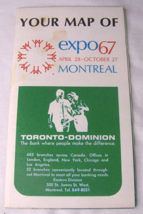 1967 Vintage Montreal Expo 67 Map TORONTO-DOMINION Bank Advertising - £7.78 GBP