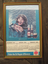 Dr Pepper 1968 Calendar Framed Complete Enjoy the Dr Pepper Difference Blue - $29.70