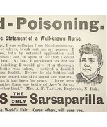 1895 Ayer&#39;s Sarsaparilla Quack Medicine Victorian Blood Poisoning Advert... - $27.34 CAD
