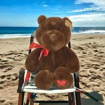 Animal Adventure Plush Brown Teddy Bear Red Bow Heart Stuffed Animal 2020 19&quot; - $22.02