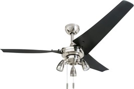 Honeywell 50611 Phelix High Power Ceiling Fan, LED 56&quot; Industrial, 3 Black ABS - £99.23 GBP