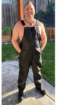 Men&#39;s Genuine Soft Leather Dungaree Jumpsuit with Adjustable Straps &amp; Po... - £275.31 GBP