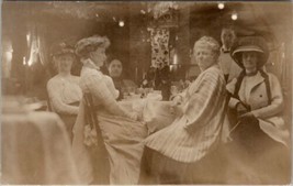 RPPC Aristocrat Women at Interior Dining Table Restaurant c1907 Postcard W5 - £48.22 GBP