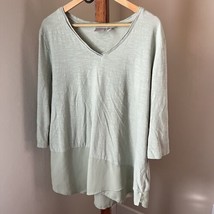 Chicos 3 Knit Tunic Shirt Top Womens XL Soft Green 3/4 Sleeves V-Neck Heathered - £18.19 GBP