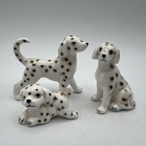 Set 3 Vtg Miniature SS Bone China Dalmatian Dog Figurines Family Japan M... - $15.88