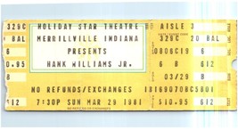 Vintage Hank Williams Jr. Ticket Stub March 21 1981 Merrillville Indiana - £43.95 GBP