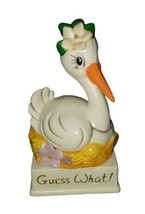 Vintage Wilton 1972 Cake Topper Stork on Nest Guess What! Baby Shower - $5.00