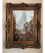 Wall Canvas Oil Painting With Crown Antique Gold Frame - Garden - £3,146.50 GBP