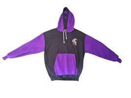 Vintage Cowboy Mickey Mouse Purple And Black Fleece Hoodie XL Made In USA  - £18.59 GBP