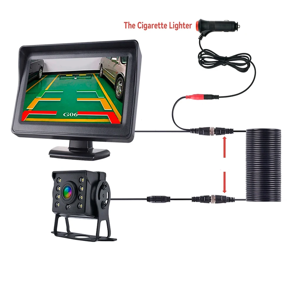 Car Rear View Camera Wide Degree  4.3&quot; TFT LCD Display or Monitor Waterproof - £11.92 GBP+