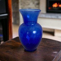Collectible Vintage Cobalt Blue Vase Indiana Glass Illusions Swirl 9&quot; USA - £18.96 GBP