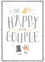 Wedding Card To The Happy Couple with Envelope Bells Flowers &amp; Top Hat Design - £2.71 GBP