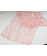 Hand printed wide pink scarve light vintage scarf head wrap made in Japan - $27.01 CAD
