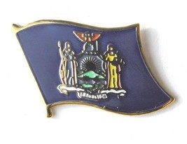 NEW YORK US STATE SINGLE FLAG LAPEL PIN 7/8 INCH - £4.46 GBP