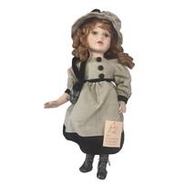 THe Broadway Collection Vintage Porcelain Bisque Doll in Brown Striped Outfit - £19.44 GBP