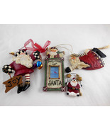 Set 4 Santa Claus Figurines Folk Art Kurt Adler &amp; others Wood look Resin... - $25.53 CAD