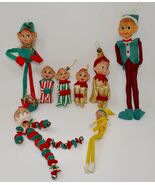 Knee Hugger Elf Pixie Christmas Ornaments Lot Vintage Made in Japan - $233.95 CAD