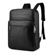 Multifunctional Backpack For Men High-quality PU Leather Laptop Backbag Waterpro - £51.58 GBP