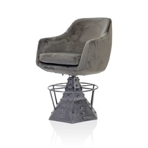 Casemate Industrial Dining Armchair - Adjustable Height - Gray Velvet - Pair - £1,986.44 GBP