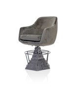 Casemate Industrial Dining Armchair - Adjustable Height - Gray Velvet - ... - £1,996.83 GBP