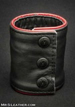 Mens Leather Cowhide Thick Wristband Fetish Gay Zipper Stud Button - £25.03 GBP