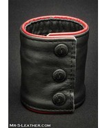Mens Leather Cowhide Thick Wristband Fetish Gay Zipper Stud Button - £24.88 GBP