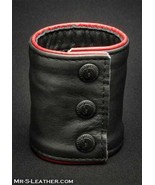 Mens Leather Cowhide Thick Wristband Fetish Gay Zipper Stud Button - €41,03 EUR