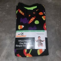 Infant Size 6-9 Months Celebrate Halloween One-Piece Sleeper Pajamas Can... - £9.59 GBP