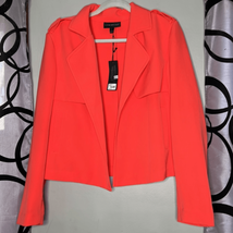 Lane Bryant Jacket Trench Crop Coral Orange Stretch Open Front NEW - £28.13 GBP