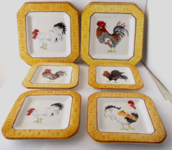 9 Piece Set FRENCH COUNTRY Rooster 8&quot; Dessert &amp; 6&quot; Canape Plates 7&quot; Butter Plate - £57.33 GBP