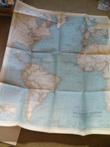 BIG Vintage 1939 Map of Atlantic Ocean National Geographic Society 31x24... - $34.65