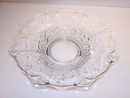 Large 13&quot; Vintage Pattern Glass Centerpiece Bowl  Etched Floral Diamond ... - £8.92 GBP