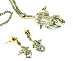Monkey Necklace and dangle earrings Vintage Pendant pin animal kitsch je... - £15.72 GBP