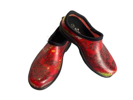 SLOGGERS Womens Shoes Paisley Red 6 M Rubber WATERPROOF Rain Garden CLOGS - £21.74 GBP