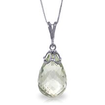 Galaxy Gold GG 14k White Gold Necklace with Natural Briolette 7.0ct Gree... - £293.26 GBP+