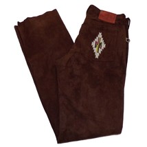 Donald Pliner Soft Suede Southwest Embroidered Pants Aztec sz 28 Made in Italy - £55.15 GBP