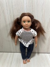Battat Lori Our Generation mini 6.5” doll green eyes Lana&#39;s outfit shirt jeans - £8.28 GBP