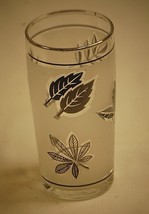 Libbey Silver Foliage Swanky Swig Juice Glass Silver Leaves Frosted Band - $12.86