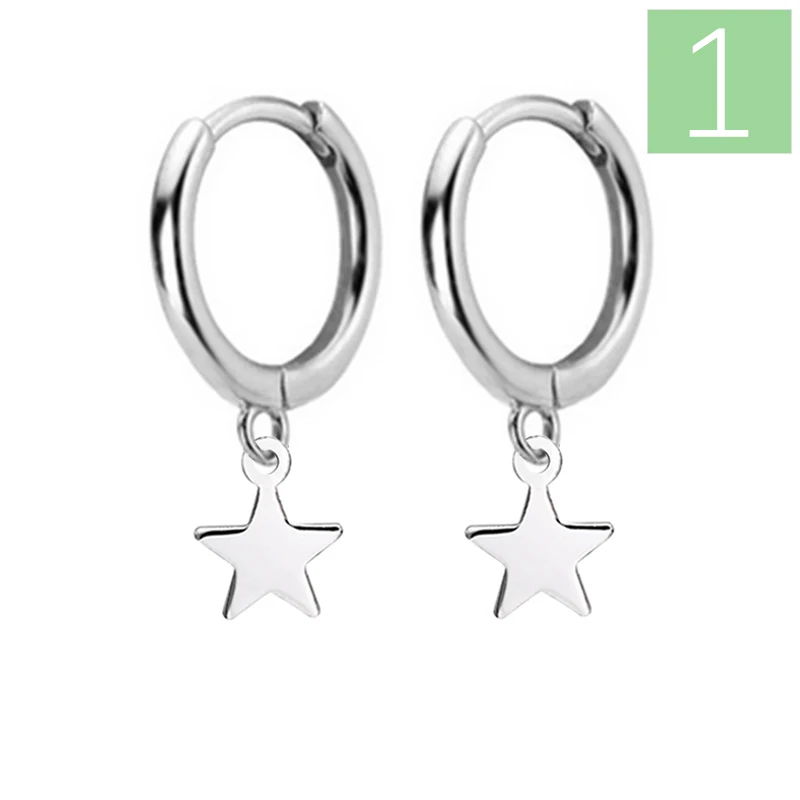 925 Sterling Silver Hanging Earrings For Women Heart Round Lock Star Triangle Ch - £12.95 GBP