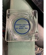 Vintage square clear glass advertising ashtray Cedar Liquor Sales MN Min... - €17,36 EUR