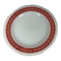 Vtg Red Laurel Leaf Pyrex Resteraunt ware USA Milk Glass Saucer Snack Plate 6” - £11.18 GBP
