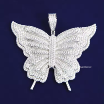 Handmade Delicate Design 925 Silver With Free Fire Moissanite Iced Out Butterfly - £663.55 GBP