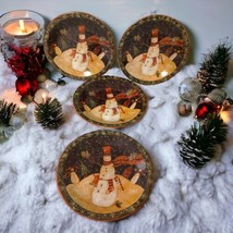 Certified International Snowman Salad Plate Set x 4 Susan Winget Folk Art Winter - £35.29 GBP