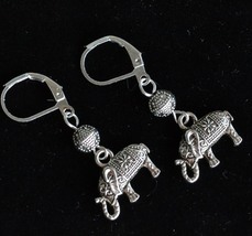 Elephant earrings, Long Boho earrings, Good luck earrings (E236) - £11.25 GBP