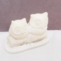 Vintage White Owls Sitting on Log Figurine 2&quot; Made in Italy - $14.84