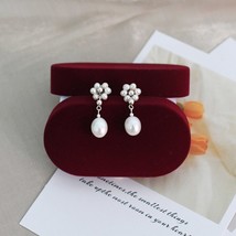 ASHIQI Natural freshwater  earrings 925 silver Handmade braided elegant flowers  - £18.44 GBP