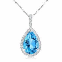 Authenticity Guarantee 
ANGARA Swiss Blue Topaz Pendant Necklace with Diamond... - £742.41 GBP