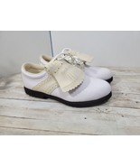 Footjoy Green Joys Women Size 6 White Kiltie Cream Tan Golf Shoes 48926 - $380.59 MXN