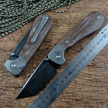 TWOSUN Blacken D2 Blade Fast Open Folding Pocket Knife TS175 Titanium Linen Hand - £138.92 GBP