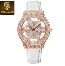 Reloj de pulsera de lujo con diamantes para mujer, pulsera de cuero resi... - £31.44 GBP